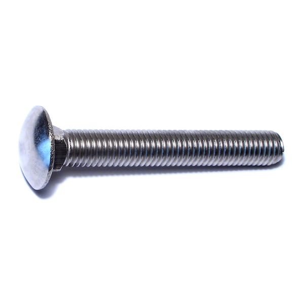 Carriage Bolt, Square Neck, 13 (Coarse), 3-1/2 in L, 18-8 Stainless Steel, 3 PK
